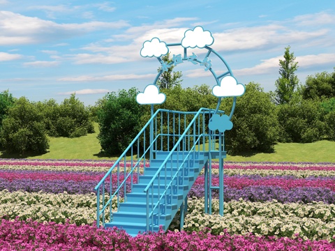  现代网红打卡云梯景观3d模型 