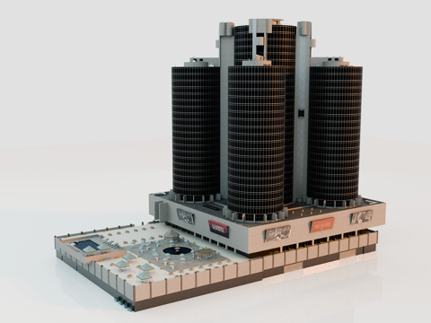 高楼大厦CBD 城市高楼 洛杉矶建筑 写字楼 城市高层建筑su模型