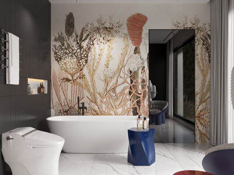  别墅卫生间 高端卫生间 干湿分离卫生间 卫生间摆件3d模型 