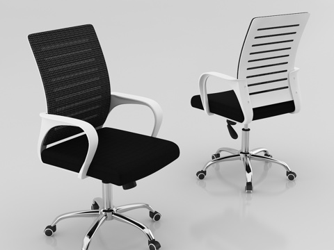  现代办公室 不锈钢脚架职员椅 网布员工椅 办公椅白底图3d模型 