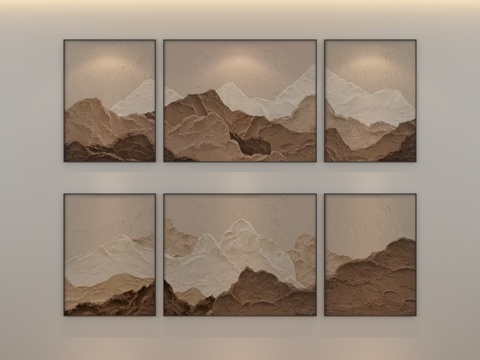 现代组合画 客厅组合画 抽象组合画su模型