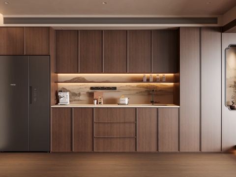 新中式中古风酒柜 餐边柜su模型