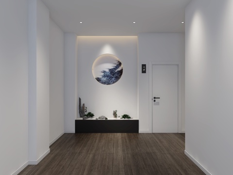  新中式极简spa会所玄关按摩3d模型 