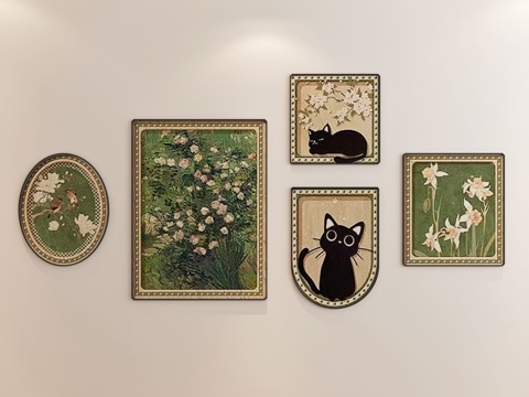 客厅组合画 法式组合画 艺术组合画su模型