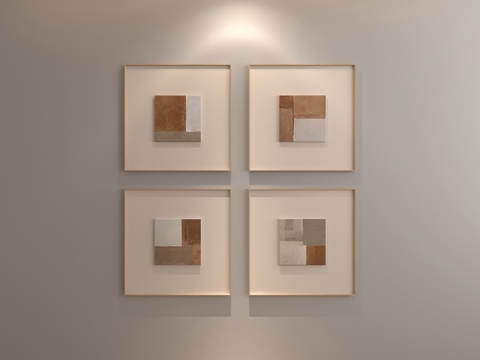 现代抽象画 艺术组合画 客厅组合画su模型