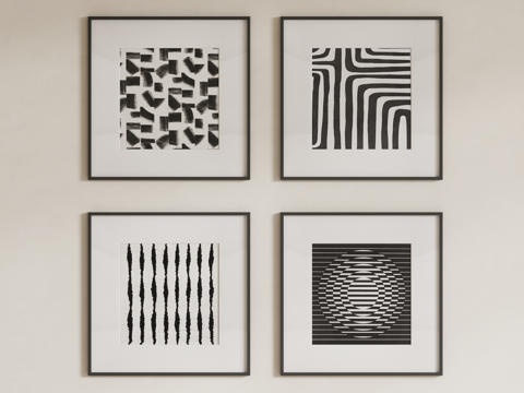 现代装饰挂画su模型