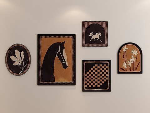 客厅组合画 法式组合画 书房组合画su模型