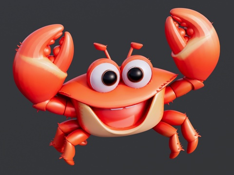 卡通喜悦大笑的大闸蟹su模型
