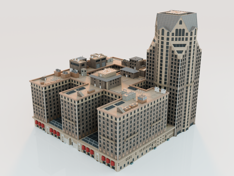 高楼大厦CBD 城市高楼 洛杉矶建筑 写字楼 城市高层建筑su模型