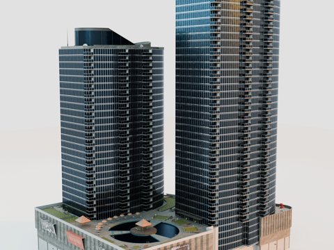 高楼大厦CBD 城市高楼 洛杉矶建筑 写字楼 城市高层建筑su模型