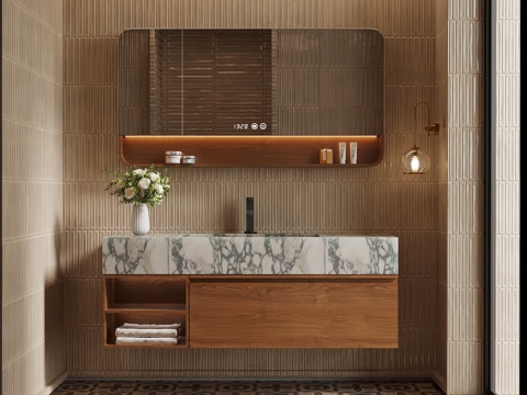 中古风浴室柜su模型