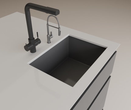 不锈钢水槽 水龙头 洗菜盆su模型