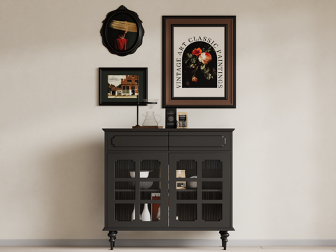 复古中古风储物柜su模型