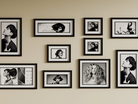 现代照片墙su模型