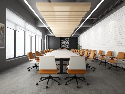  工业风大会议室3d模型 