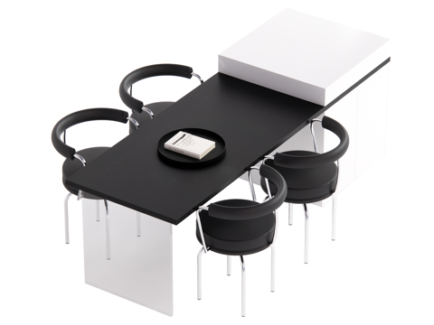 现代中岛台餐桌椅组合su模型