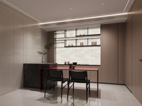  现代餐厅 岛台餐桌椅  开放式意式餐厅3d模型 