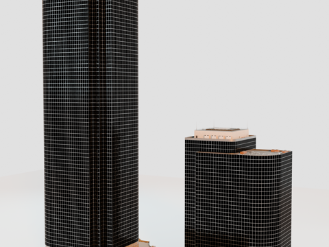 高楼大厦CBD 城市高楼 洛杉矶建筑 写字楼 城市高层建筑su模型