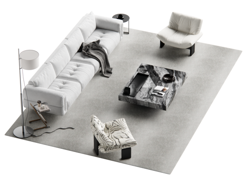 现代沙发茶几组合su模型