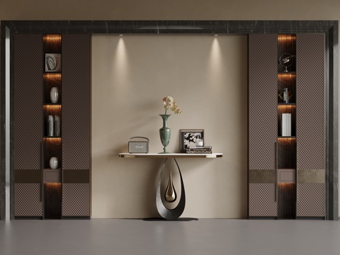 新中式玄关 玄关背景墙su模型