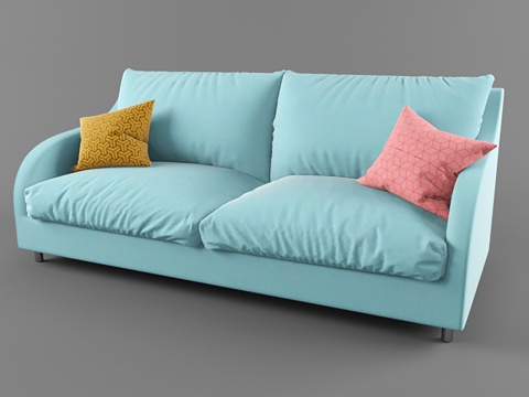 现代沙发 双人沙发 儿童布艺沙发su模型