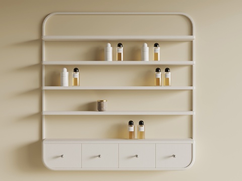 现代置物架 壁挂式置物架 收纳架 化妆品su模型