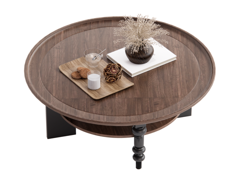 复古中古风茶几su模型