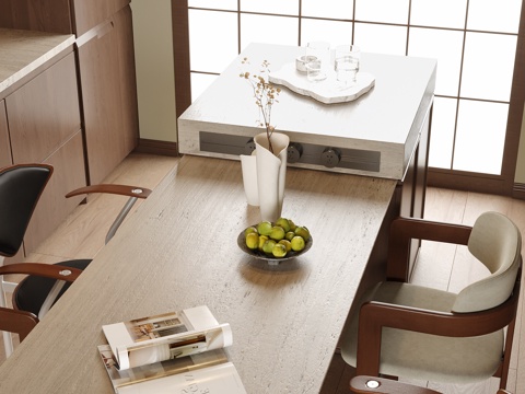 现代餐厅 餐桌椅su模型