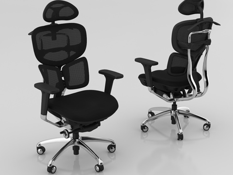  现代办公椅 电脑椅 人体工学椅 不锈钢脚架办公椅3d模型 