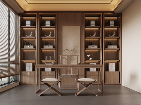 新中式茶室su模型