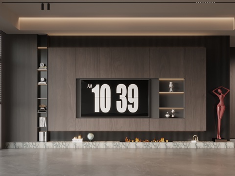 现代意式电视背景墙su模型