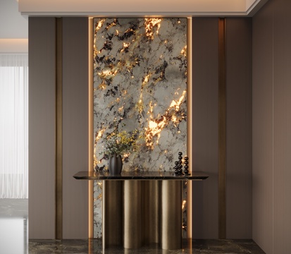 现代意式玄关 玄关柜 透光石su模型