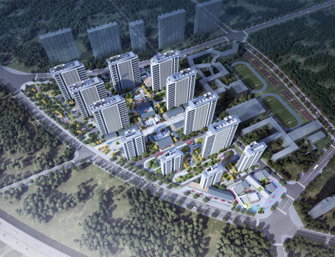 现代小区建筑  小高层住宅 小区建筑鸟瞰su模型