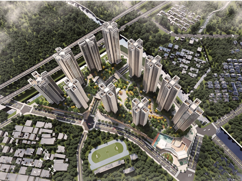 现代小区建筑 保障房住宅  小区鸟瞰图su模型