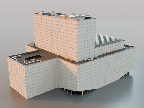 城市建筑 洛杉矶建筑 商业建筑 办公楼 多层办公楼配楼 美式su模型