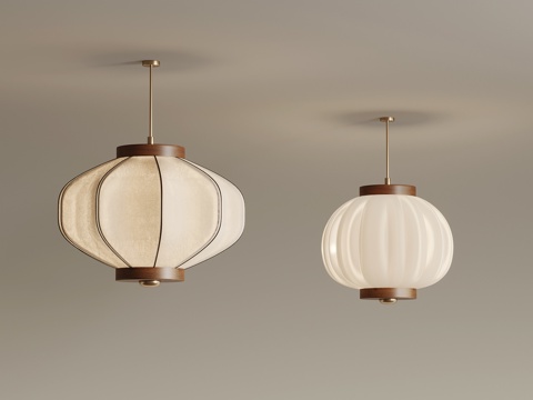 新中式吊灯su模型