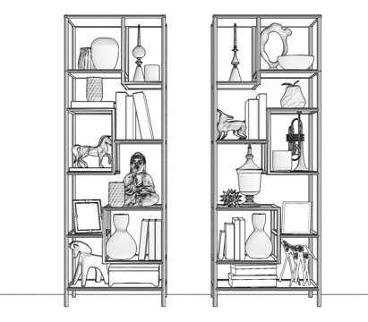  现代书架装饰品书本组合3d模型 
