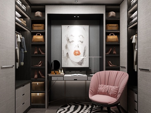  现代别墅现代衣帽间3d模型 