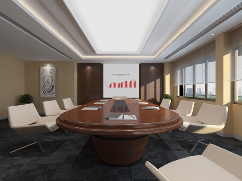  现代公司会议室3d模型 