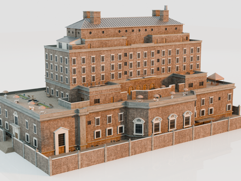 城市建筑 洛杉矶建筑 商业建筑 办公楼 多层办公楼配楼su模型