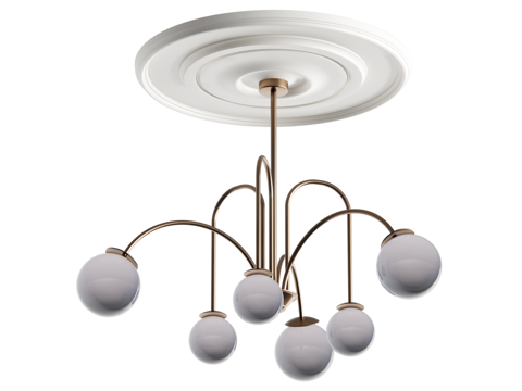 复古中古风吊灯 球形吊灯su模型