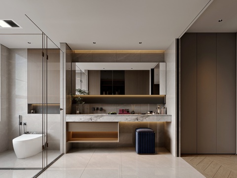  现代风格家居卫生间3d模型 