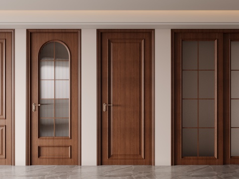 美式房门组合su模型