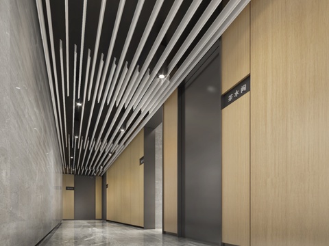  现代一个简约风格的过道设计3d模型 