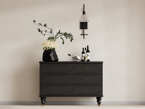 复古中古风斗柜 储物柜su模型