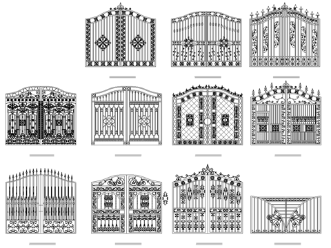 古典铁艺大门立面图cad施工图