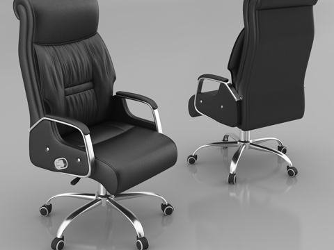  现代办公室 不锈钢脚架办公椅 真皮主管椅 经理椅 老板椅3d模型 