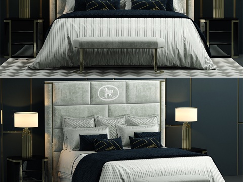  现代风格双人床 蒙哥马利双人床3d模型 