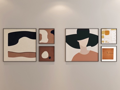 组合画 现代组合画 餐厅组合画 客厅组合画su模型