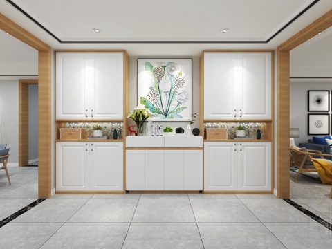  北欧 现代 客厅 餐厅 玄关3d模型 